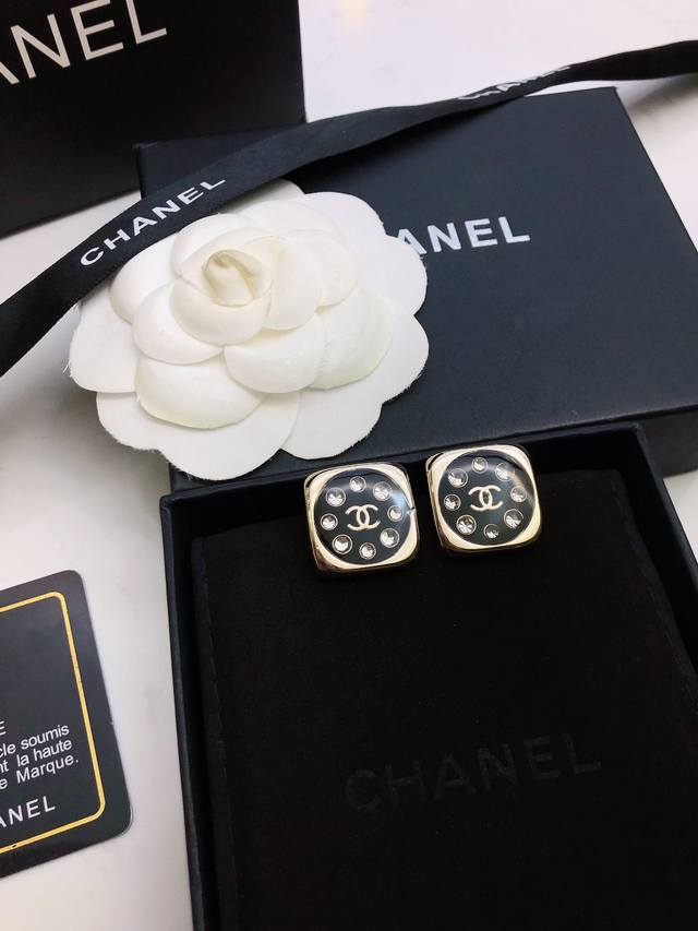 Chanel Acrylic Earrings Chanel New Swarovski Crystal Square Diamond Earrings Are