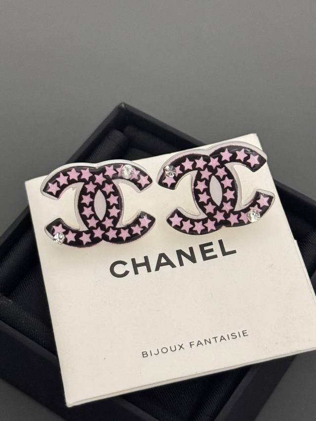 ch*Nel Newest Pink Star Resin Earrings Consistent With Zp Brass Material
