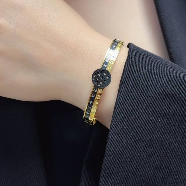 New Product Original Goods Lv Printed Four-Leaf Clover Unisex Gold Black Label B