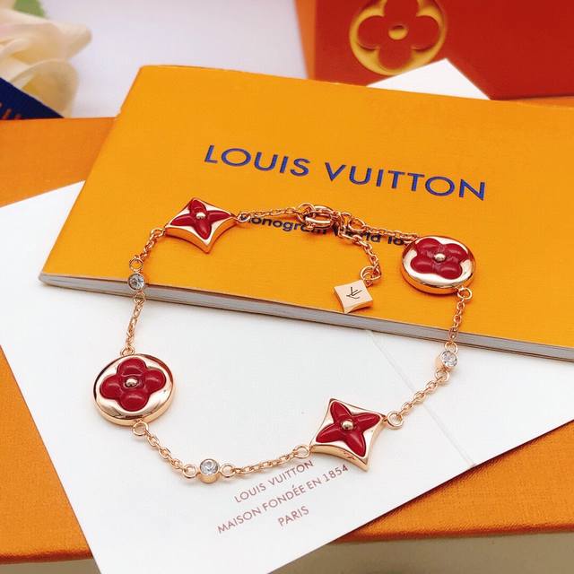 No.Lsl0102 Lv*Latest Rose Gold Red Mother-Of-Pearl Bracelet Zp Brass Material
