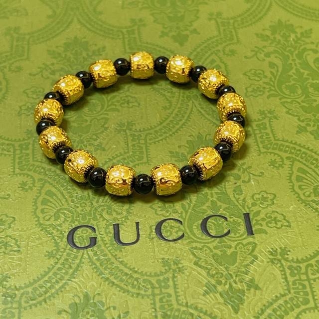 Gucci Bracelet Luxury Bracelet Unisex Latest Full Black Agate Beaded Bracelet Hi
