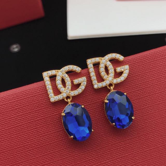 No.Dged0012 Dg*Latest Oval Blue Diamond Earrings Consistent With Z Batch Brass M