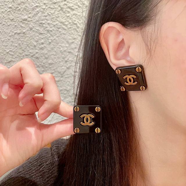 Chanel Square Double C Earrings