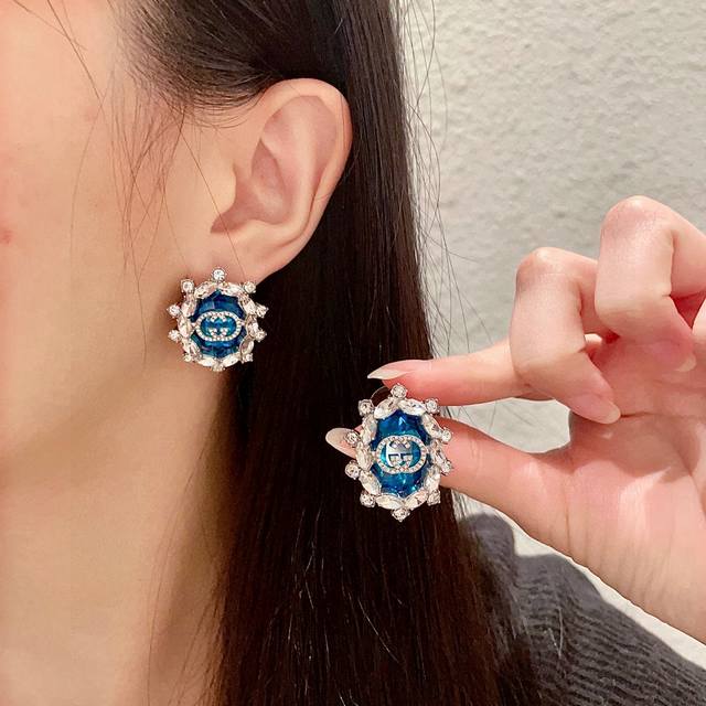 Gucci Double G Inlaid Zircon Earrings