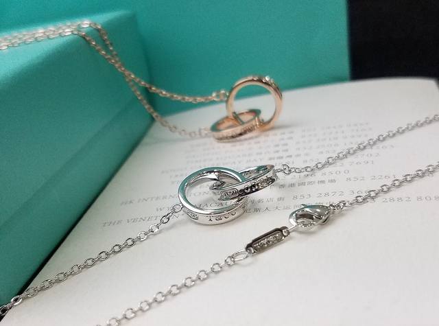 tiffany Classic 1837 Double Ring Necklace Double Ring Interlocking Design Imp