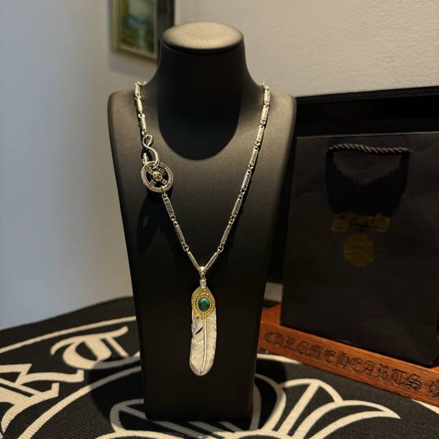 New Arrival Goro S Takahashi Goro Turquoise Feather Necklace Top Version Look Fo