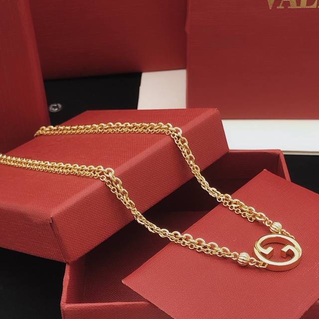 No.Gxl0081 Gucc*Latest Double-Layer Necklace Consistent With Z Batch Brass Mater