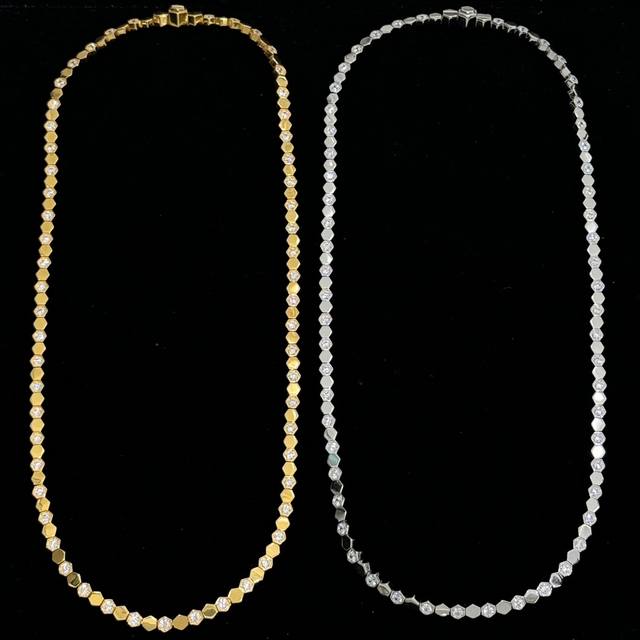 a4857 Paris Wave Honeycomb Necklace Luxury High-End Custom Made Using Shangme