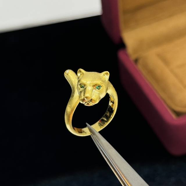 a4669 Rich And Beautiful Brushed Gold Leopard Head Ring Cheetah High-End Jewe