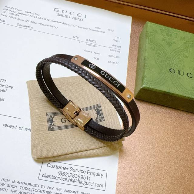 The Latest Model Of Gucci Bracelet, Pure Handmade Top Layer Cowhide Material, Hi