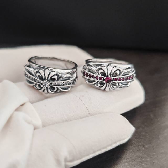 ch Crocker European And American Fashion Cross Flower Diamond Ring Retro Thai