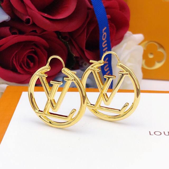 No.Led0115 Medium 4Cm Lv Latest Earrings Round Smooth Consistent Zp Brass Materi