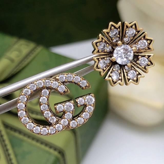 No.Ged0057 Spring And Summer New Style New Style Diamond Gg Flower Earrings Sele