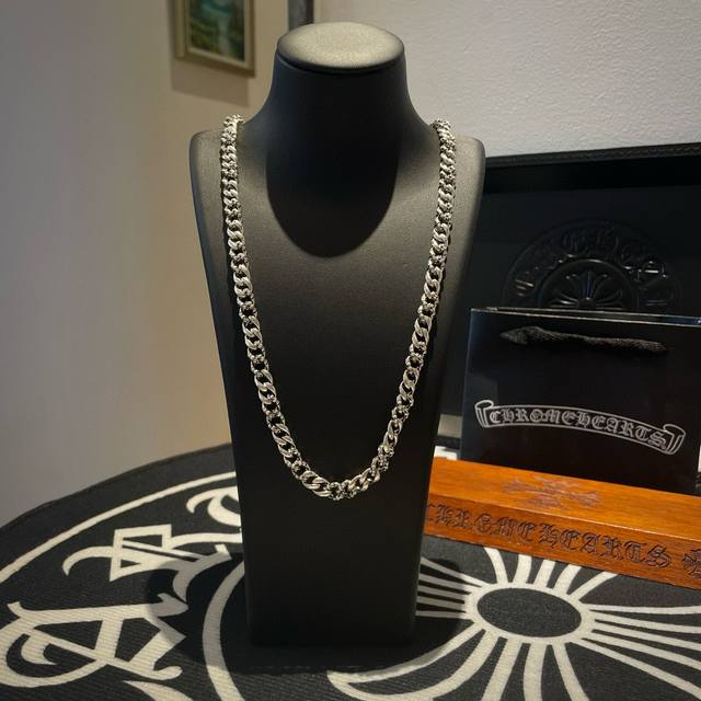 New Counter Quality Chrome Hearts Classic Retro Cross Flower Cuban Necklace With