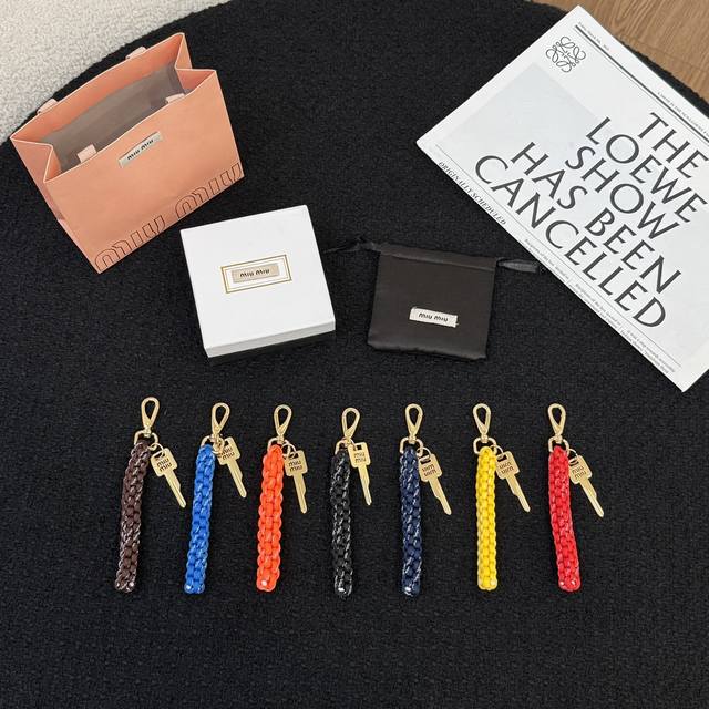 New Product 7 Colors In Stock -Miumiu Braided Rope Keychain Bag Pendant -This Le