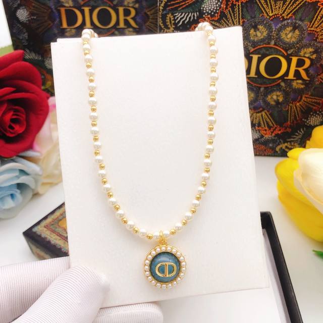 No.Dxl0231 Dio*Latest Pearl Necklace Blue Consistent Zp Brass Material