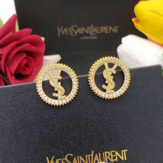No.Yed0064 Ysl*Latest Round Earrings Consistent Zp Brass Material