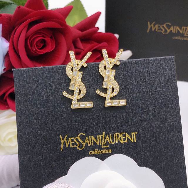 No.Yed0051 Yves Saint Laurent's Latest Square Diamond Ysl Letter Inlaid With Dia