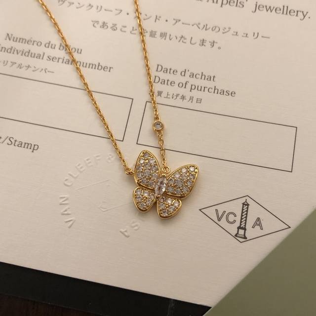 Fine Crafted Version Van Cleef & Arpels Popular Vca Full Diamond Butterfly Neckl