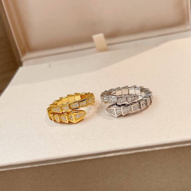 a0585 Popular Narrow Snake Spring Open Ring High-End 925 Sterling Silver Inla