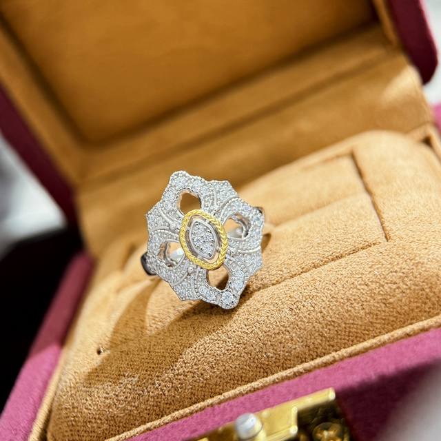 a4790 Buccellati New Retro Four-Leaf Clover Ring, High-End Italian Palace Sty