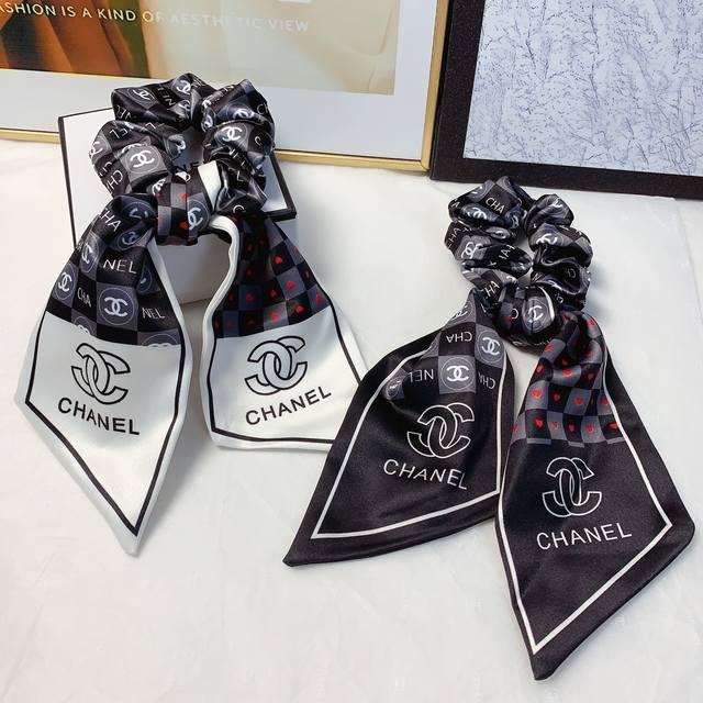 chanel Xiaoxiang Chanel Hair Band Satin Ribbon Light Luxury Style Rubber Band