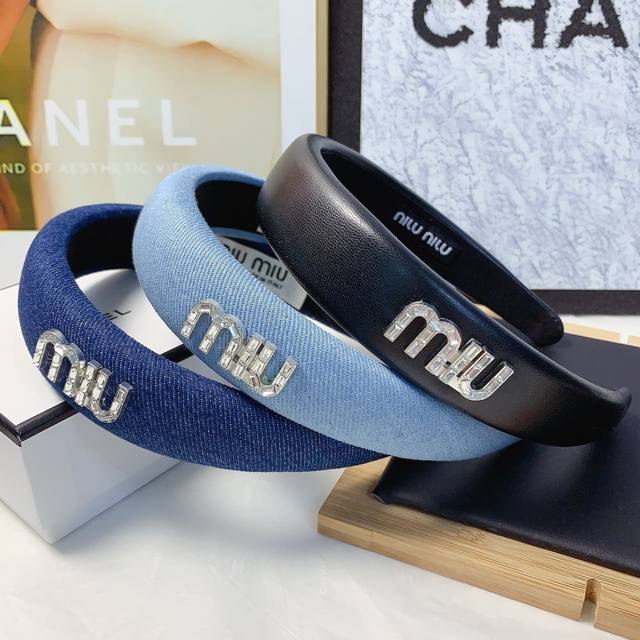 miumiu Miao Miao Miumiu Headband Denim Simple Light Luxury Style Headband Tem