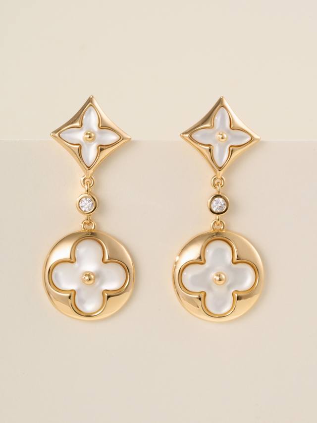 p Price Mother-Of-Pearl Earrings Are So Gentle Classic L*V Old Flower Ab Mode