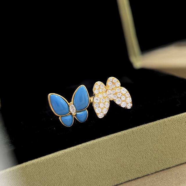 Vanke's New Blue Pine Full Diamond Double Butterfly Ring. All Beauties Who Have
