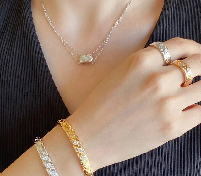 Diamond Necklace Chanel Coco Crush Series Necklace Diamond Pattern Chanel Diamon