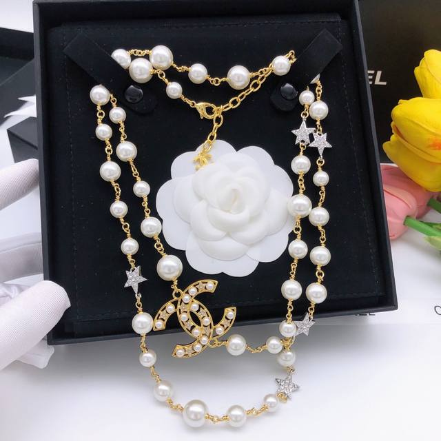 No.Xxl0925 Star Pearl Long Necklace, A Must-Have Item For Fairies, Celebrities,
