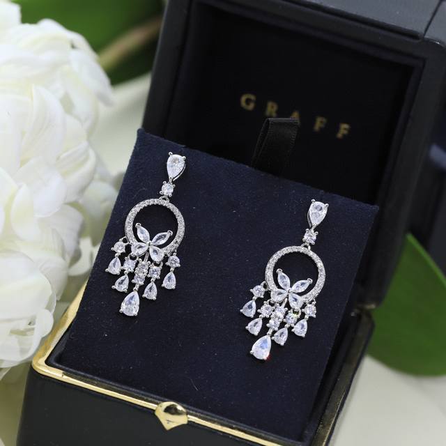 Seiko Luxury Graf Brand Diamond Earrings, Best-Selling Model, High-End Version O
