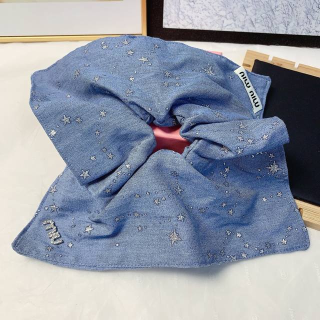 miumiu Miu Miu Miumiu Hair Ring Denim Starry Sky Large Rubber Band Hair Ring
