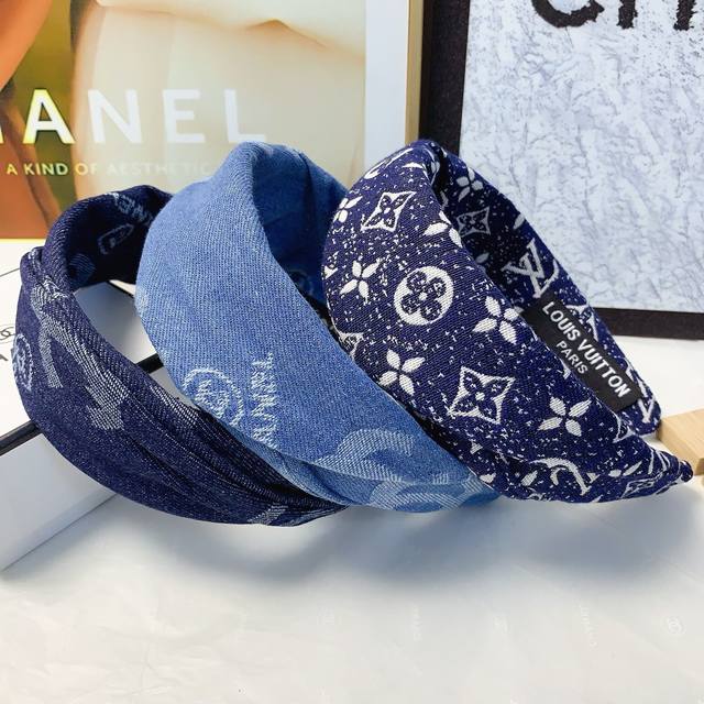 chanel Xiaoxiang Chanel Headband Wide Version Of Denim Light Luxury Style Hea