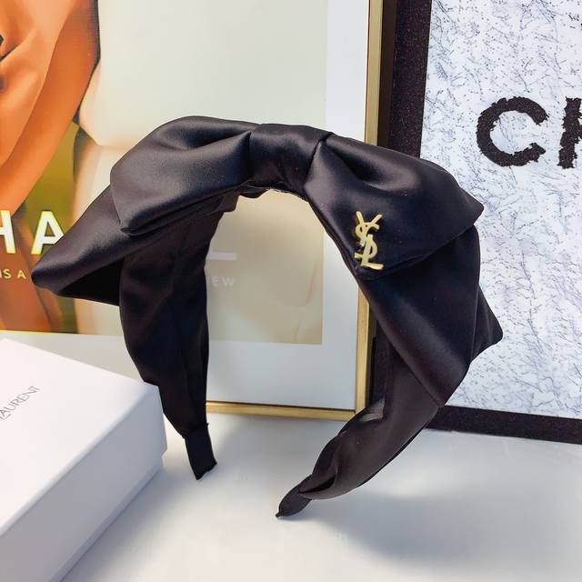 ysl Saint Laurent Yangshulin Headband Bowknot Titanium Steel Logo Light Luxur