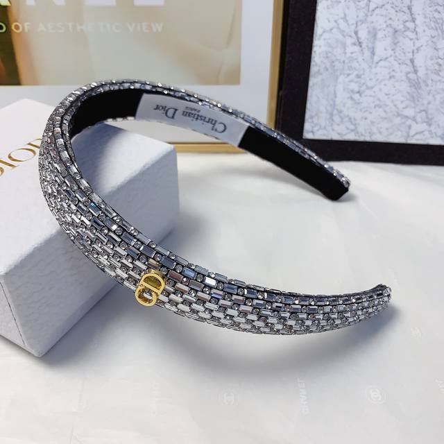 dior Dior Dior Headband Full Diamond Simple Logo Light Luxury Style Headband