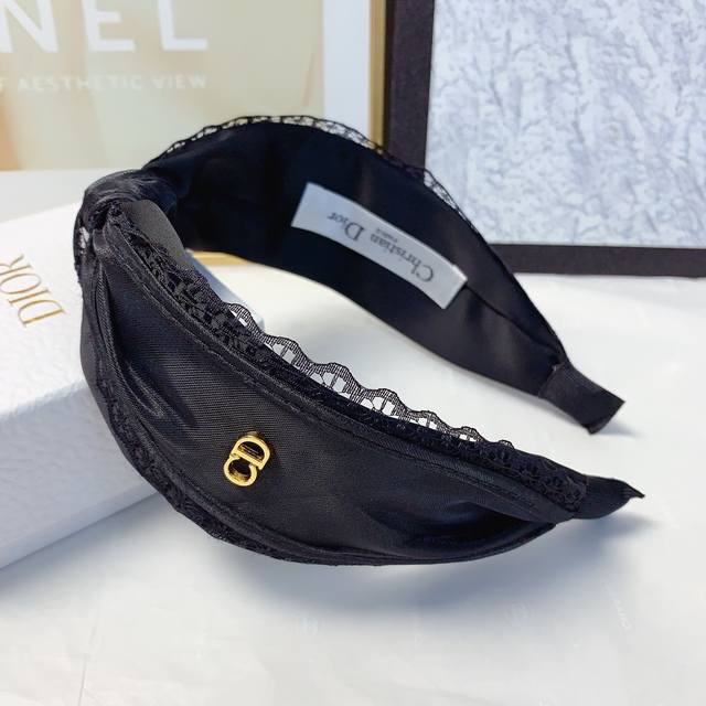dior Dior Dior Headband Lace Edge Simple Logo Light Luxury Style Headband Tem