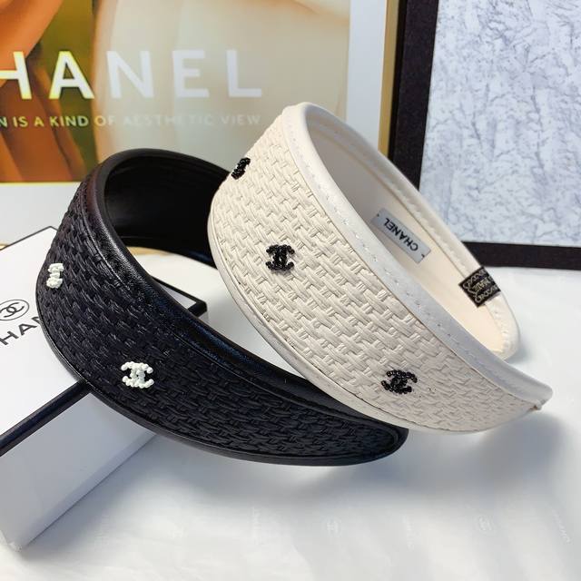 chanel Xiaoxiang Chanel Headband Wide Version Woven Leather Logo Light Luxury