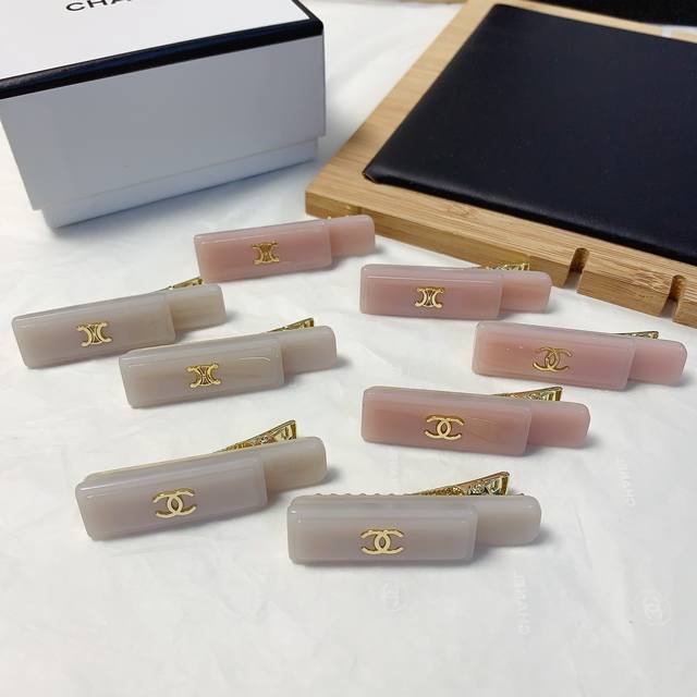 chanel Xiaoxiang Celine Celine Acetate Logo Side Clip Bangs Clip Pressure Cli