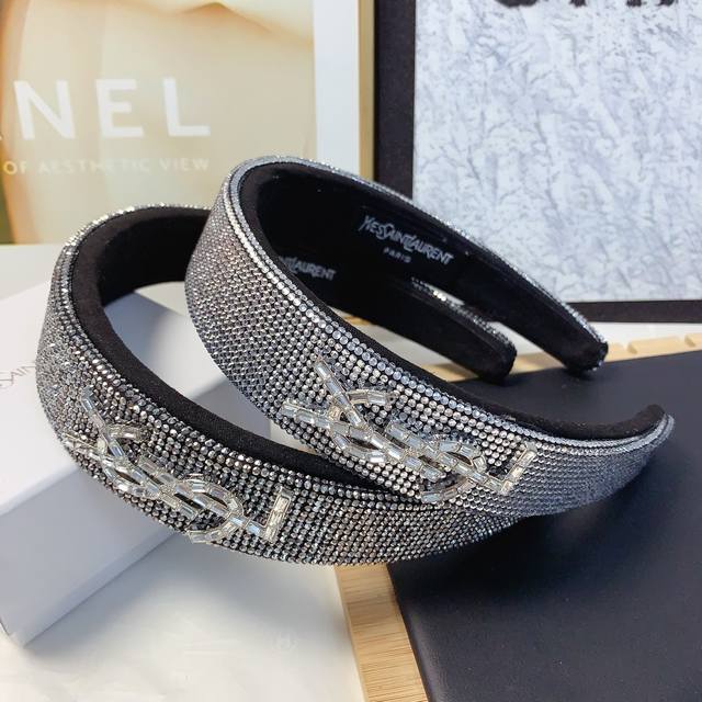 ysl Saint Laurent Yangshulin Headband Full Diamond Czech Diamond Logo Light L
