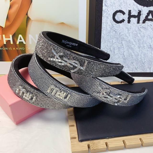 miumiu Miu Miu Miumiu Headband Full Diamond Czech Diamond Logo Light Luxury S