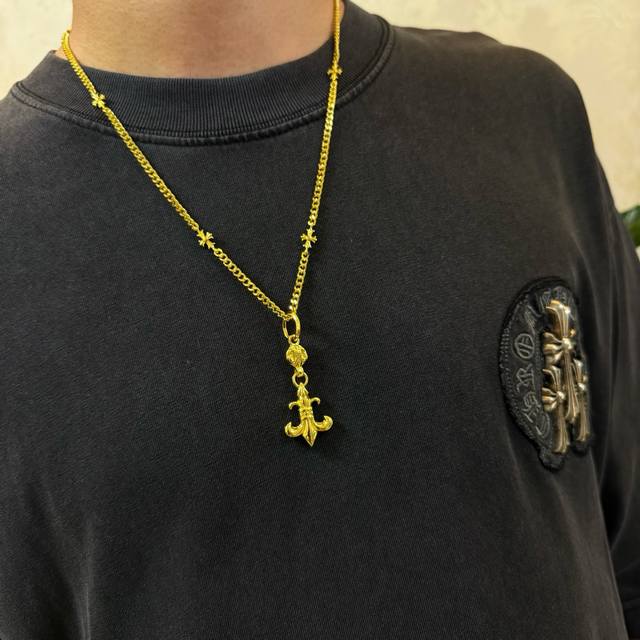New Counter Quality Chrome Hearts Chrome Hearts Gold Cross Necklace Scout Flower