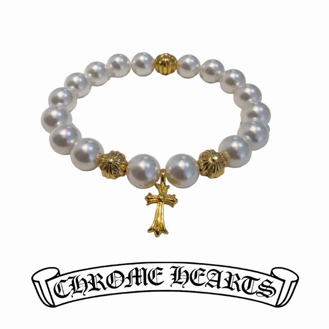 New Counter Quality Chrome Hearts Classic Retro Multi-Element Pearl Bracelet Wit