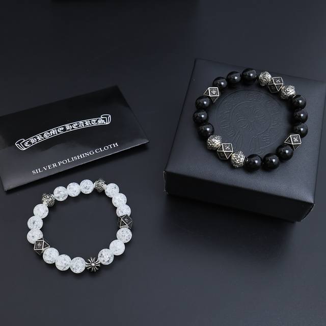 Couple Bracelet Chrome Hearts Natural Beads Silver Beads Bracelet Chrome Hearts