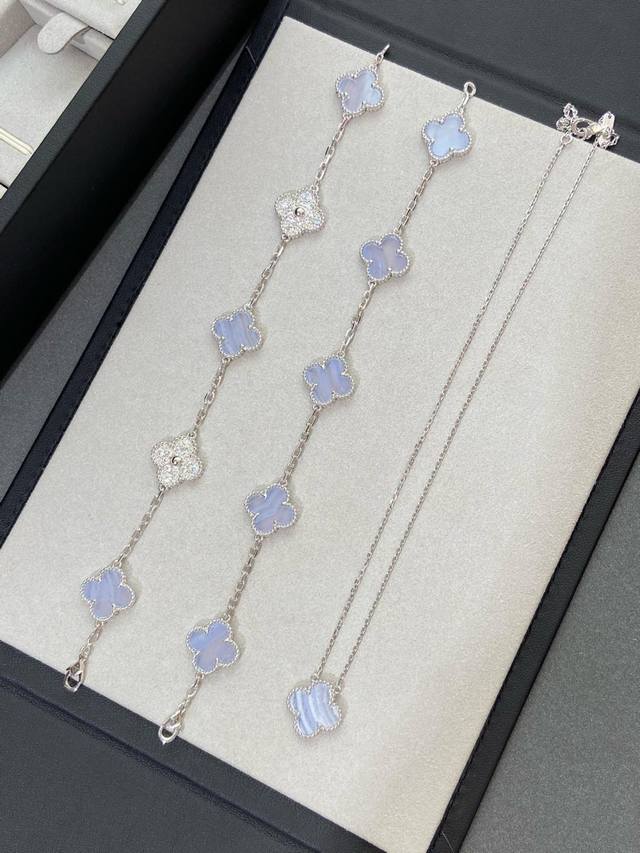 v Gold Material Vca White Gold Purple Chalcedony Diamond Four-Leaf Clover Fiv