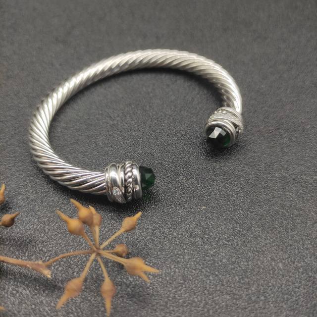 David Yurman 7Mm Swivel Head Dark Green Diamond Bracelet Recommended For Wrist C