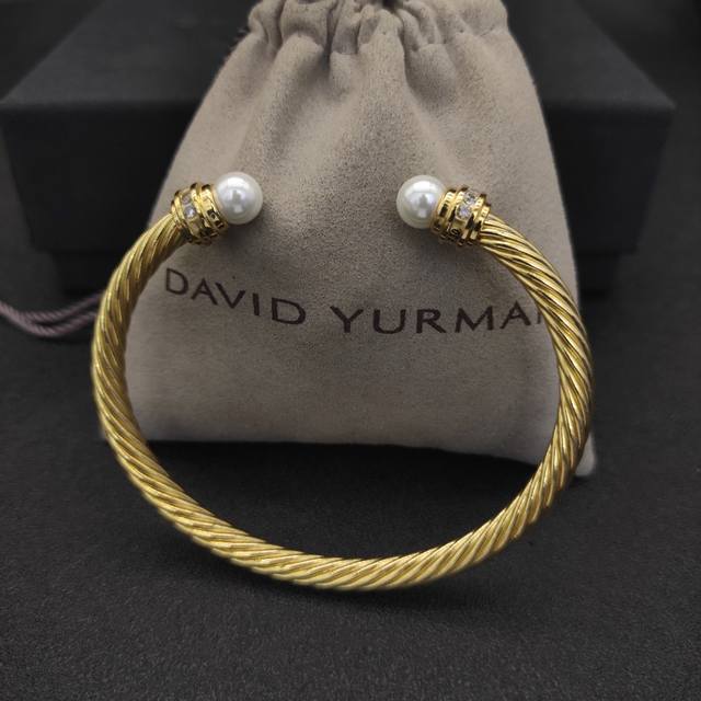 David Yurman 5Mm Gold Diamond Pearl Bracelet Recommended For Wrist Circumference