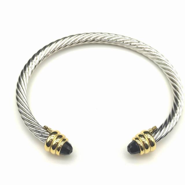 David Yurman 5Mm Gold Head Black Diamond Bracelet. Recommended Wrist Size 15-20C