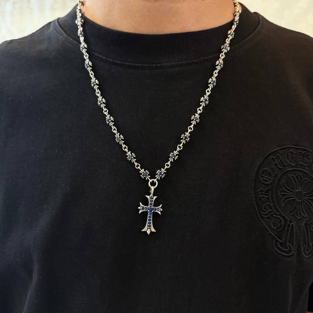 New Counter Quality Chrome Hearts Chrome Hearts Classic Retro Blue Diamond Cross
