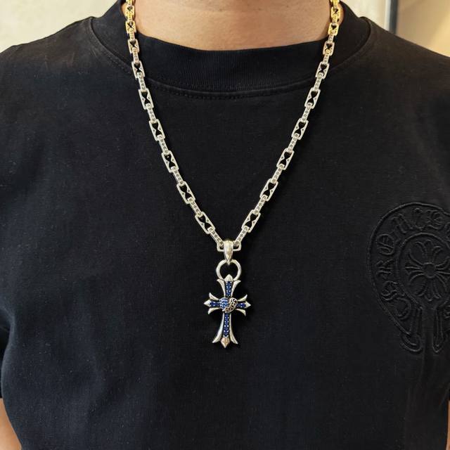 New Counter Quality Chrome Hearts Chrome Hearts Classic Retro Necklace Blue Diam